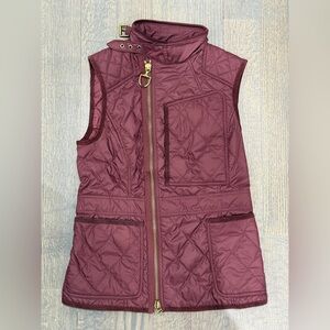 New Ralph Lauren Equestrian Down Quilted Moto Vest - Burgundy Size 2